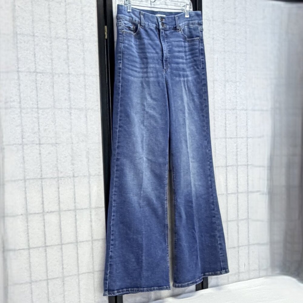 Sofia Vergara Hi Rise Margot Wide Leg Faded Stretch Denim Jeans 14 Medium Wash - Picture 4 of 13